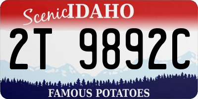 ID license plate 2T9892C