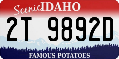 ID license plate 2T9892D