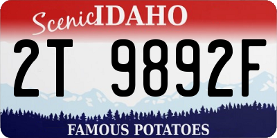 ID license plate 2T9892F