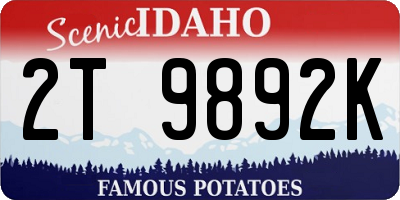 ID license plate 2T9892K