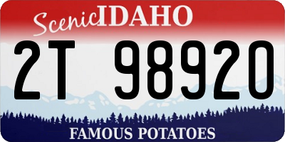 ID license plate 2T9892O