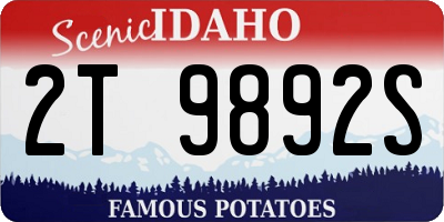 ID license plate 2T9892S