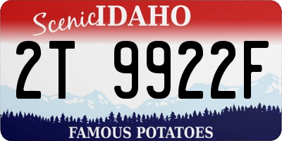 ID license plate 2T9922F