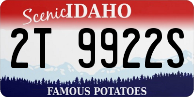 ID license plate 2T9922S