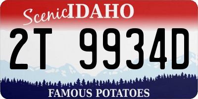 ID license plate 2T9934D