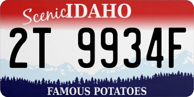 ID license plate 2T9934F