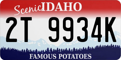 ID license plate 2T9934K