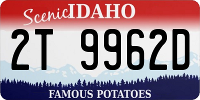 ID license plate 2T9962D