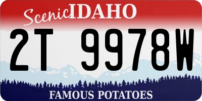 ID license plate 2T9978W