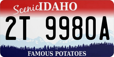 ID license plate 2T9980A