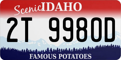 ID license plate 2T9980D