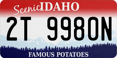 ID license plate 2T9980N