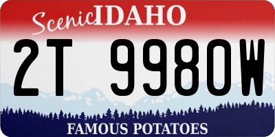 ID license plate 2T9980W