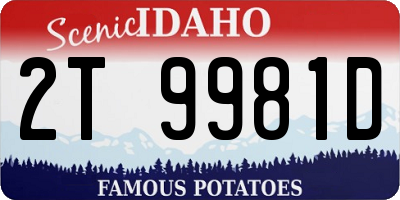 ID license plate 2T9981D