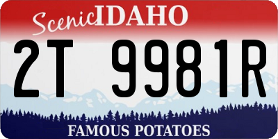 ID license plate 2T9981R