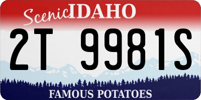 ID license plate 2T9981S