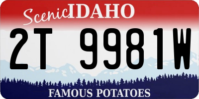 ID license plate 2T9981W