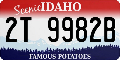 ID license plate 2T9982B