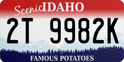 ID license plate 2T9982K