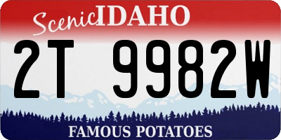 ID license plate 2T9982W