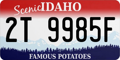 ID license plate 2T9985F