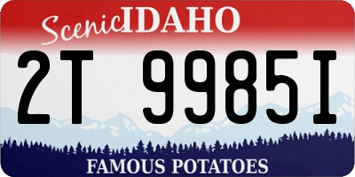 ID license plate 2T9985I