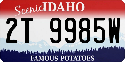 ID license plate 2T9985W