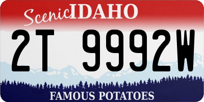 ID license plate 2T9992W