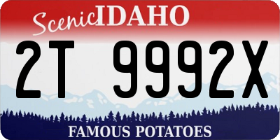 ID license plate 2T9992X