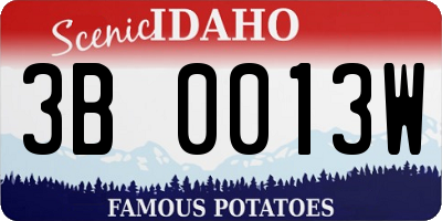 ID license plate 3B0013W