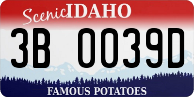 ID license plate 3B0039D
