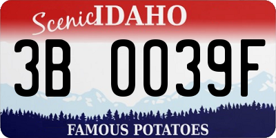 ID license plate 3B0039F