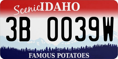 ID license plate 3B0039W