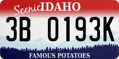 ID license plate 3B0193K