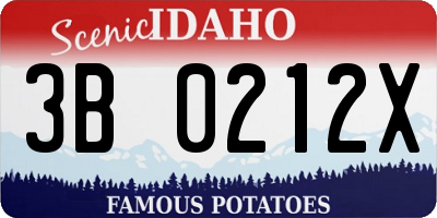 ID license plate 3B0212X