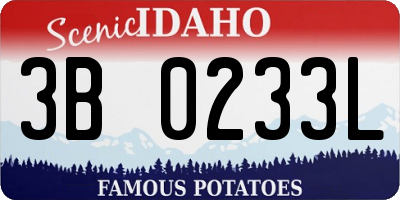ID license plate 3B0233L