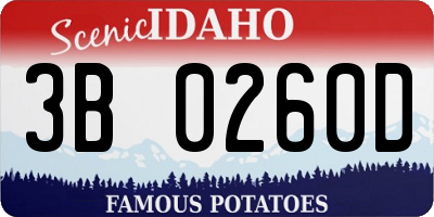 ID license plate 3B0260D