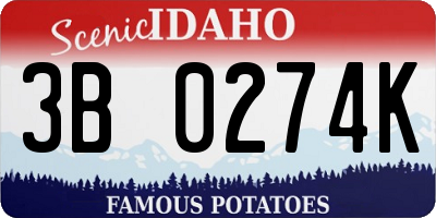 ID license plate 3B0274K