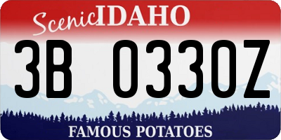 ID license plate 3B0330Z