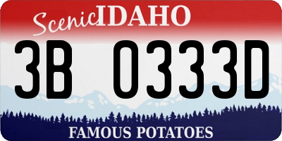 ID license plate 3B0333D
