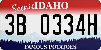 ID license plate 3B0334H