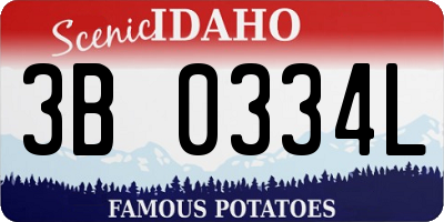 ID license plate 3B0334L