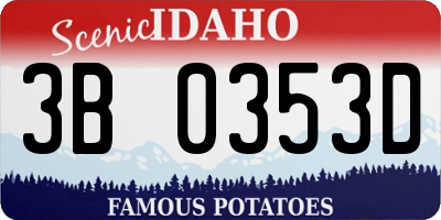 ID license plate 3B0353D
