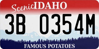 ID license plate 3B0354M