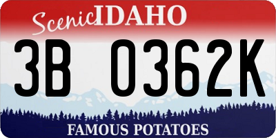 ID license plate 3B0362K