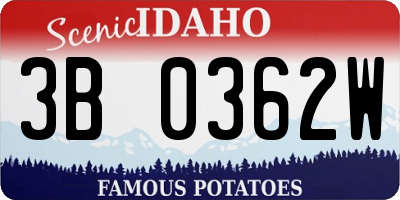 ID license plate 3B0362W