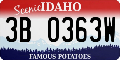 ID license plate 3B0363W
