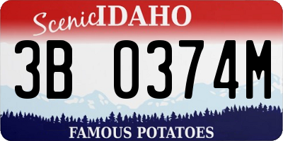 ID license plate 3B0374M
