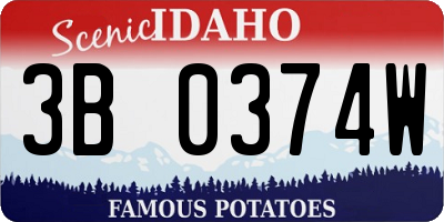 ID license plate 3B0374W