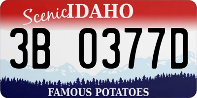 ID license plate 3B0377D